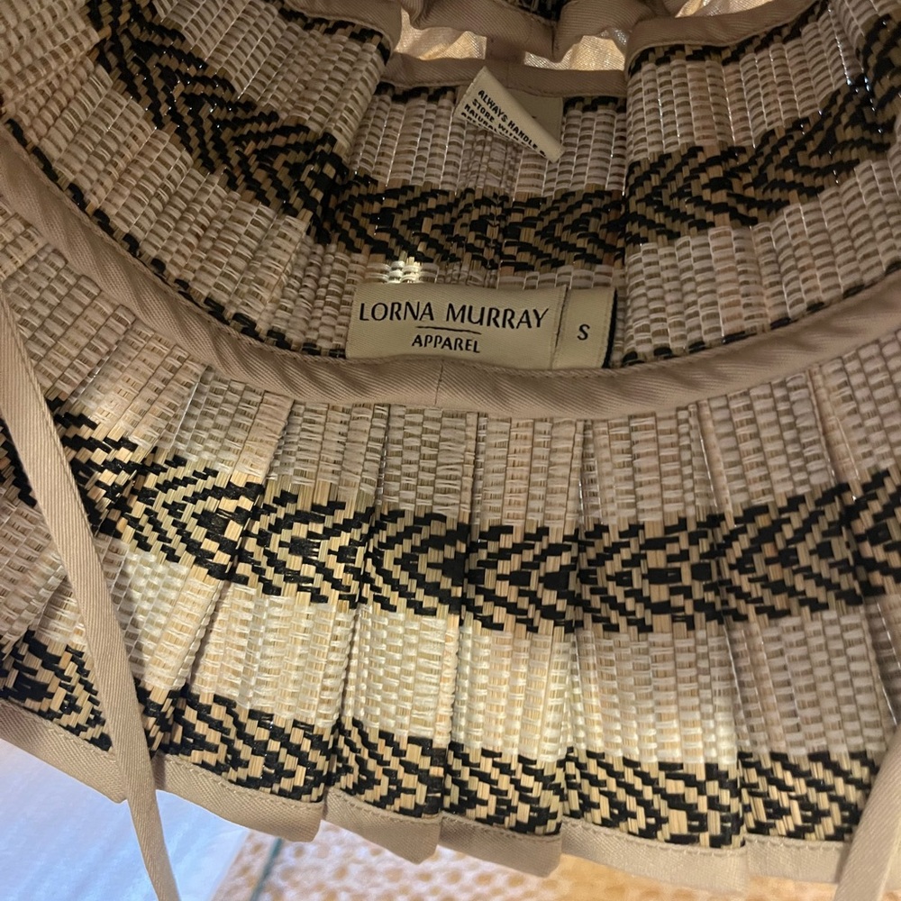 Lorna Murray Woven Stripe Bucket Hat in Beige and Black - Picture 7 of 10
